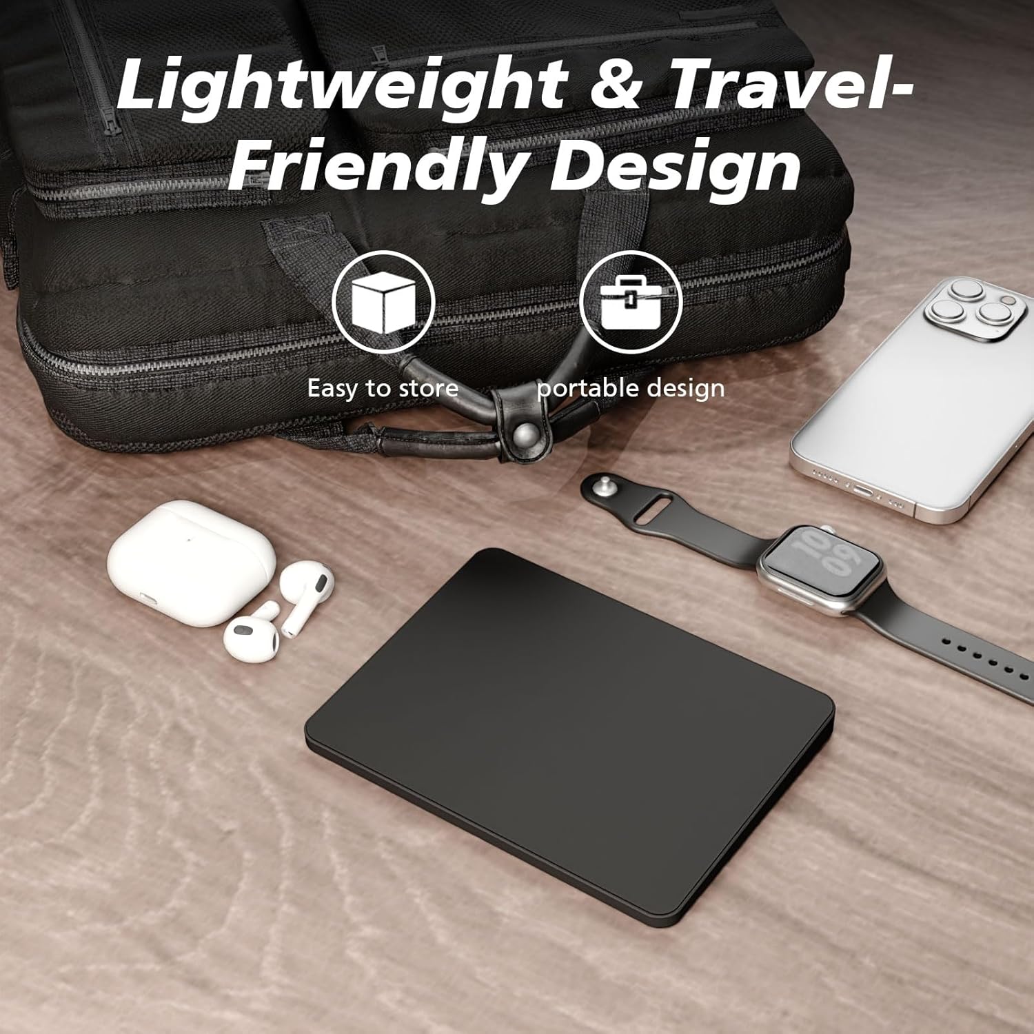 MICROPACK Digitally Yours Tri-Mode Wireless Trackpad, Bluetooth / 2.4G USB/Wired Touchpad Mouse Rechargeable for PC Laptop Desktop Tablet, Compatible with Windows macOS iPadOS (Black-2)