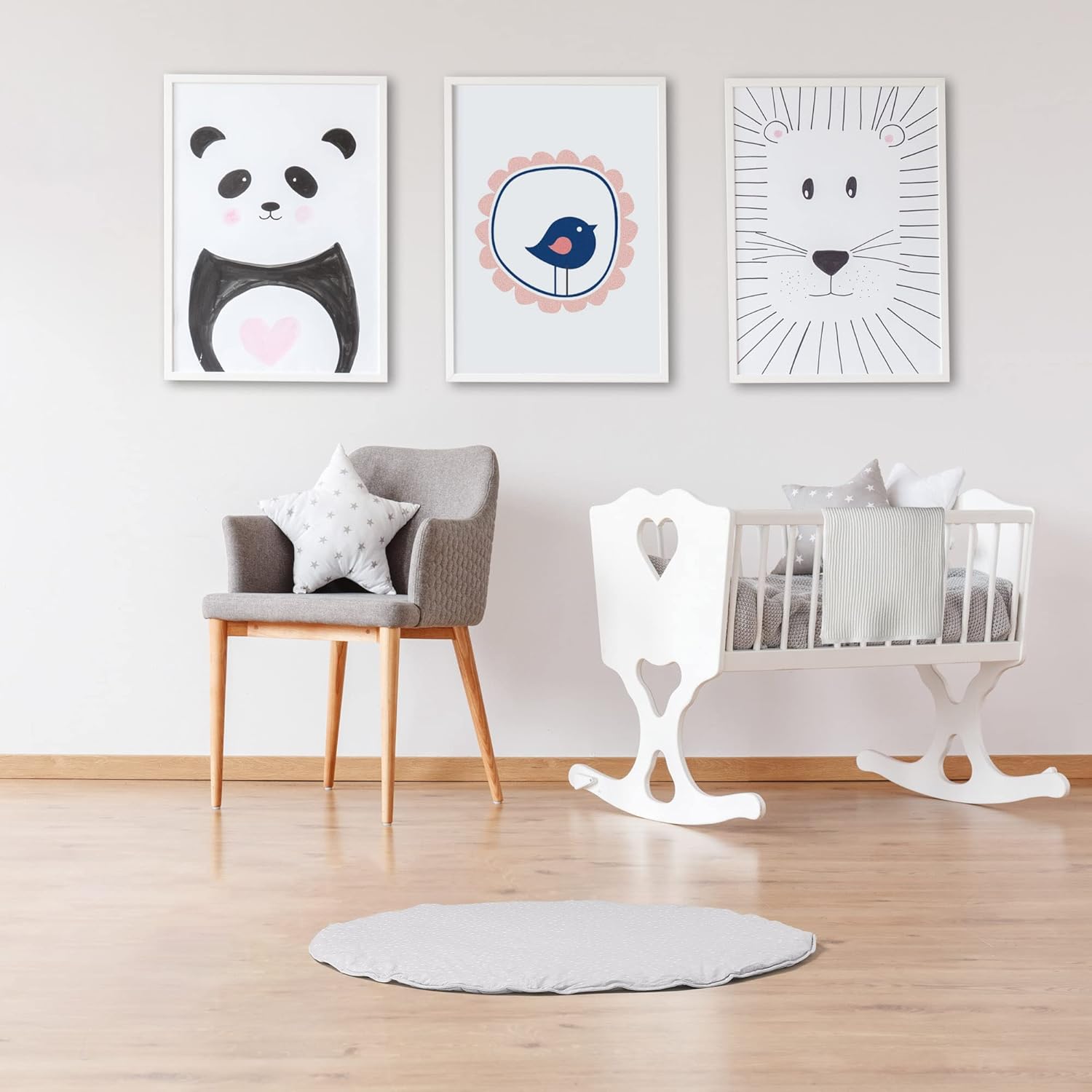 Byrd & Blume Round Baby Play Mat, Organic Cotton Soft Padded Nursery Floor Mat, Safe Hypoallergenic Baby Mat, Reversible, Foldable, Portable Infant Tummy Time Mat Fits Tents & Playpens (40"x40") Gray