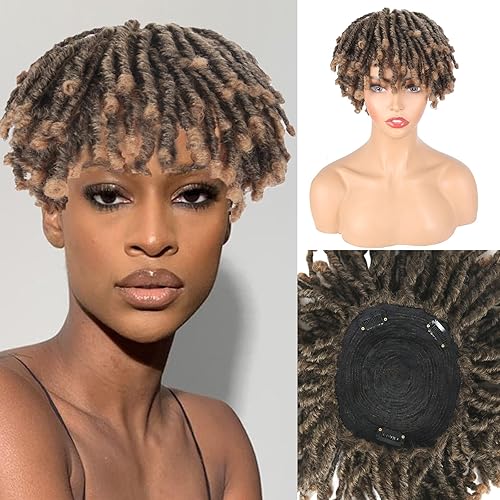 Miniatura 2 de Peluca de cabello rizado con clip en tupé trenzado para mujer #1B27 marrón medio rastas peluca Topper para cabello fino