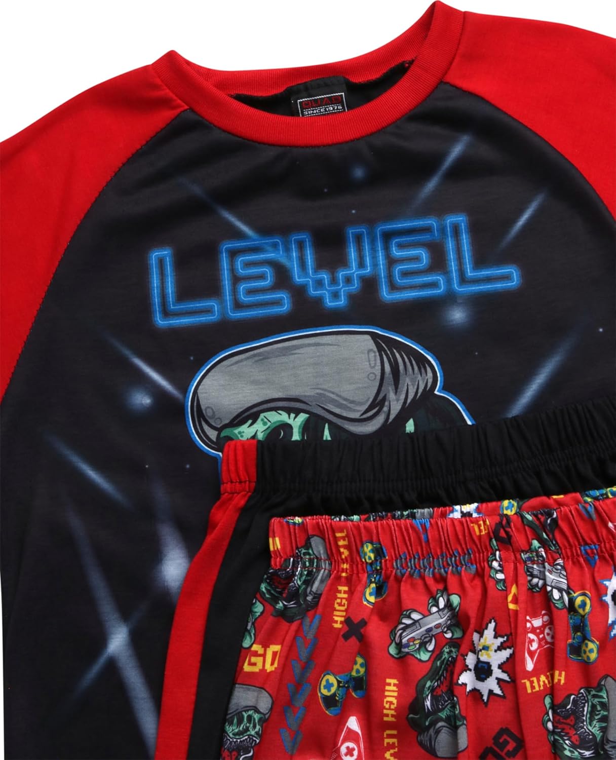 Quad Seven Boys Pajamas Set - 3 Piece Short Sleeve Sleep Shirt Pull On Lounge Shorts and Boys Pajama Pants for Kids (8-18) - Image 3