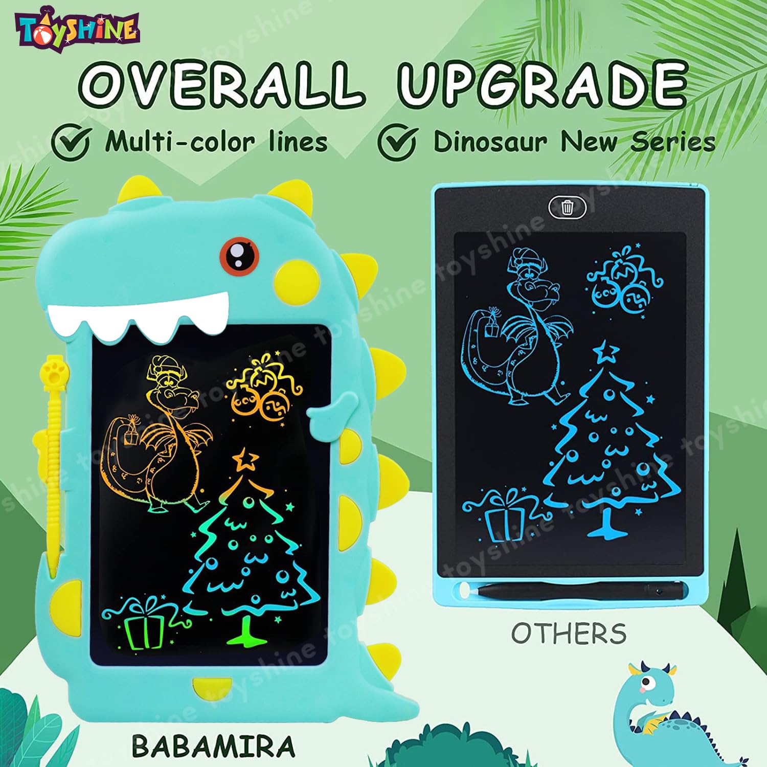 Toyshine Dinosaur Design Writing Tablet for Kids, 8.5 Inches LCD Tab for Kids Drawing Pad Doodle Board for 3-10 Years Old Boys/Girls Gifts Education Learning Toys, Green - Image 3 thumbnail