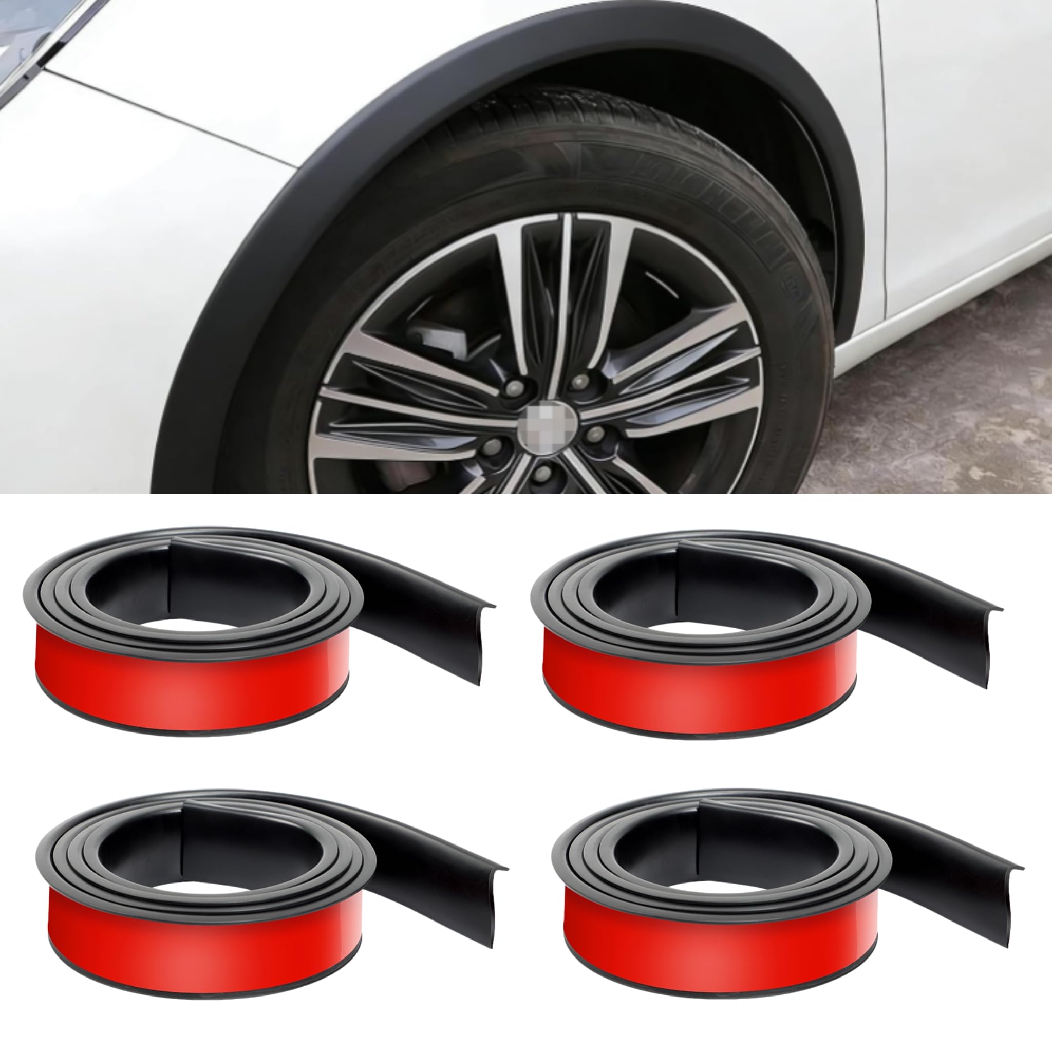 QIZUN 4 Pcs Wheel Arch Protector for Qashqai Hybrid (J12) 2021+, Fender Flare Extension Anti-Scratch Trim Strip Flexible Strong,Black