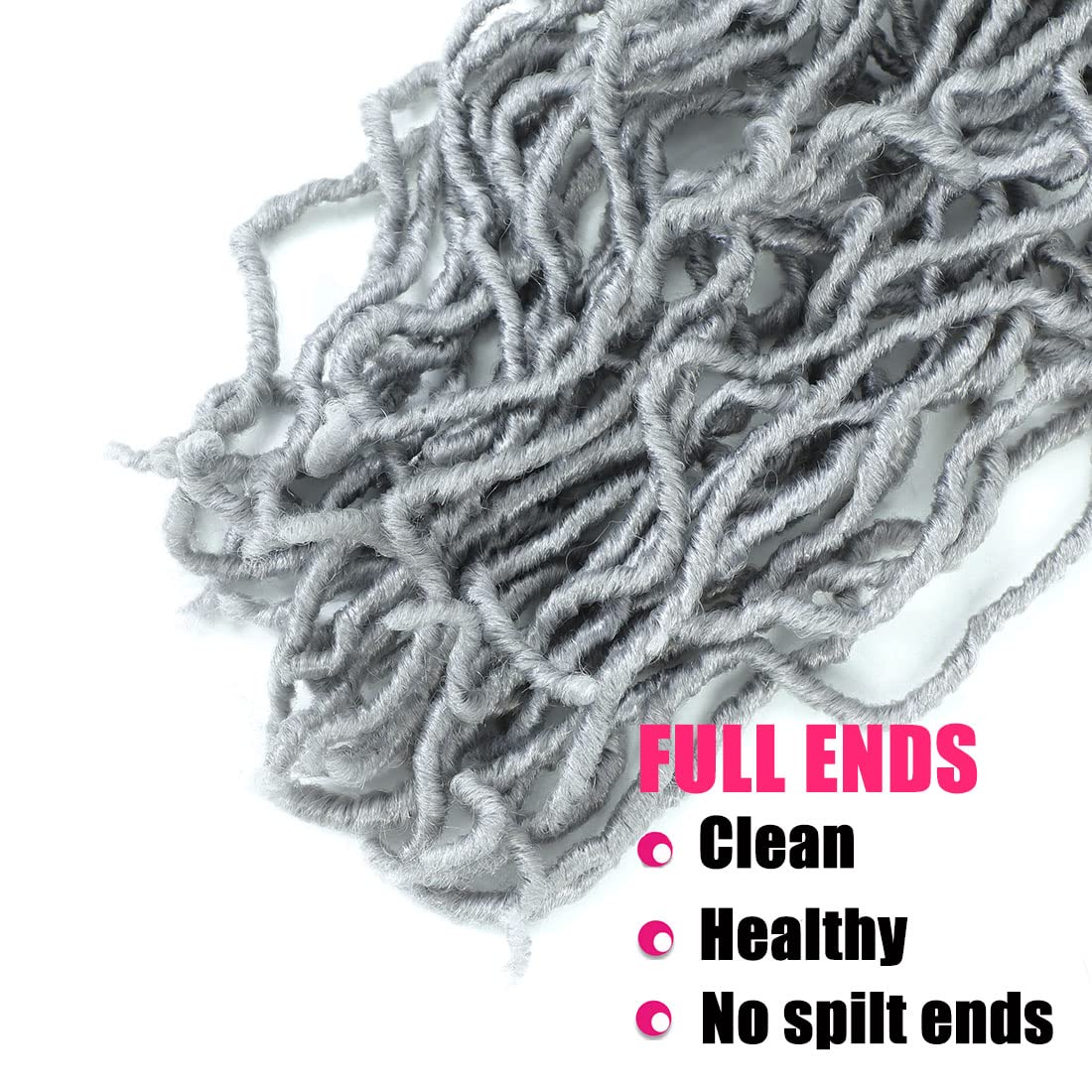 Faux Locs Crochet Hair 18Inch Soft Locs Braiding Hair 6Packs Pre Looped Crochet Hair Natrual Black Color for Black Women, No Smell (18 Inch, 6 Pack, Grey) …