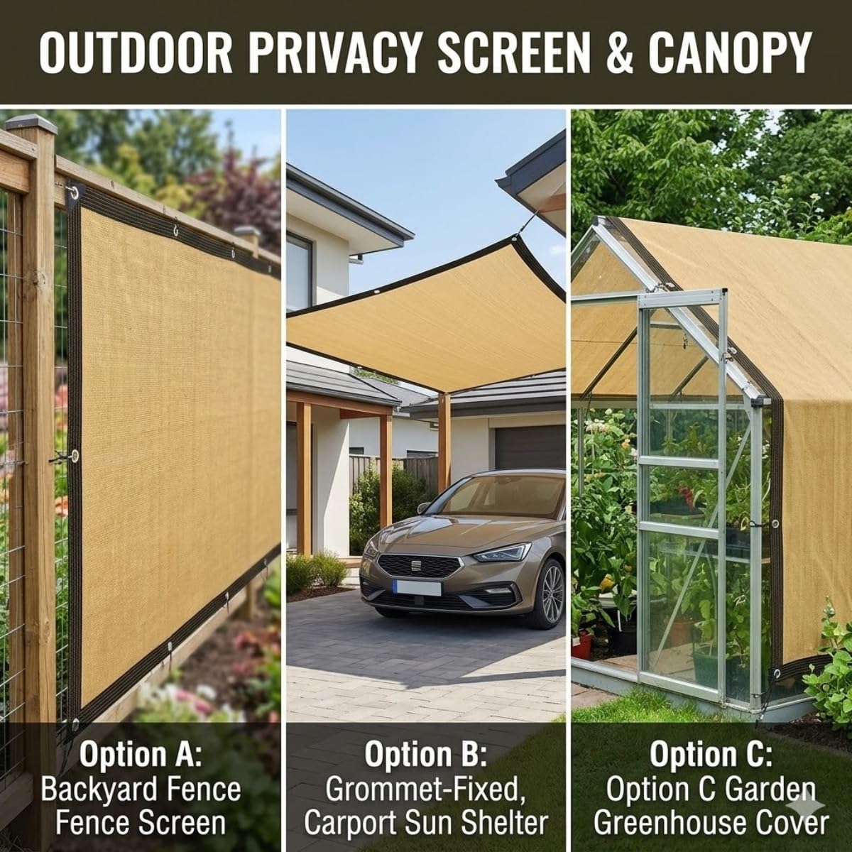 Malla de Sombra Ocultacion Jardin Exterior, Red de Sombreo 90% Protección UV, 3x3 3x3.5 2x10 3x10m Toldo de Vela Transpirable para Camping y Terraza, Tela de Sombreo con Ojales(Beige,1.5x8.5m)