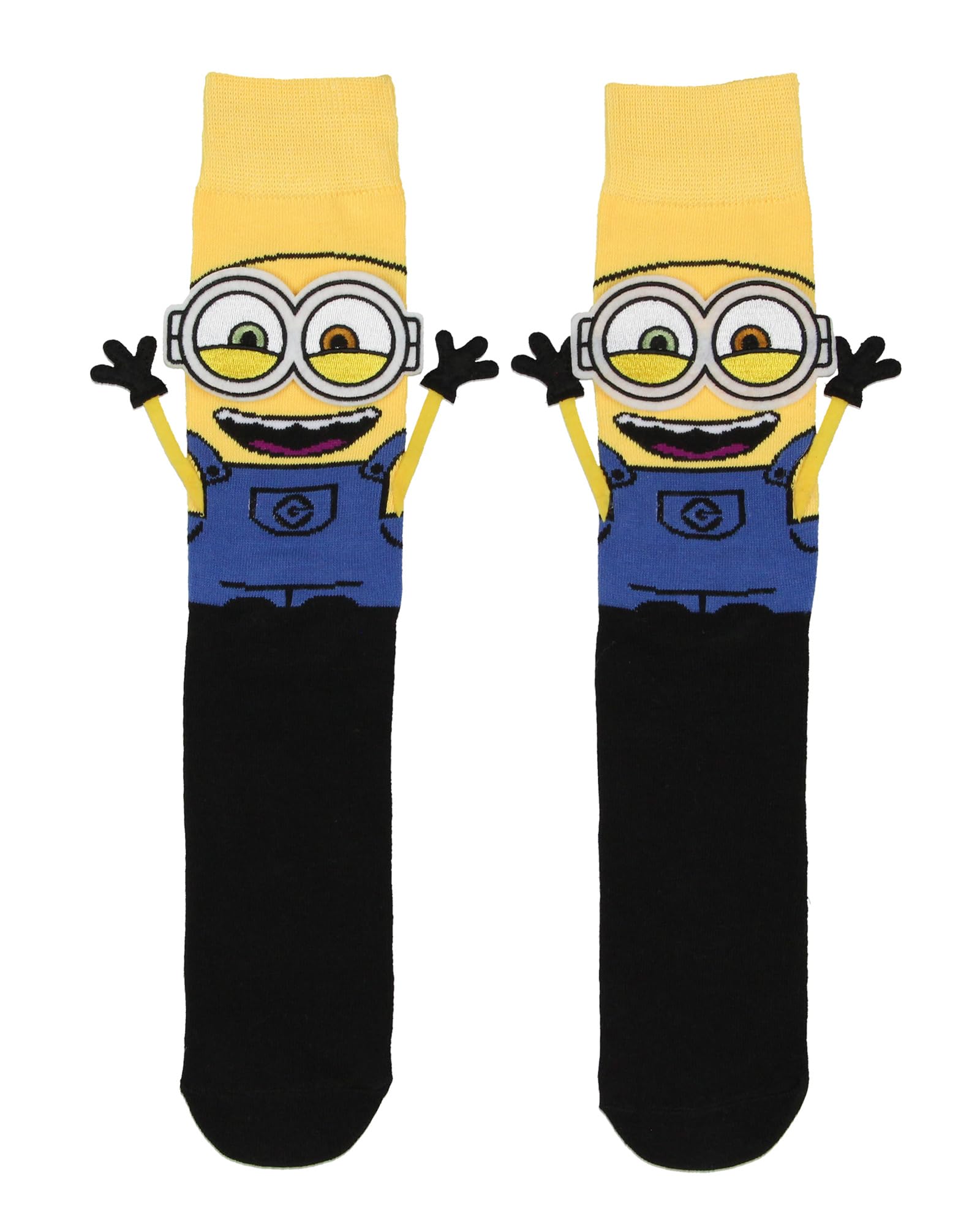 Bioworld Despicable Me Minions Socks 3D Bob The Minion Character - Calcetines suaves y elásticos para hombre, Amarillo, 8