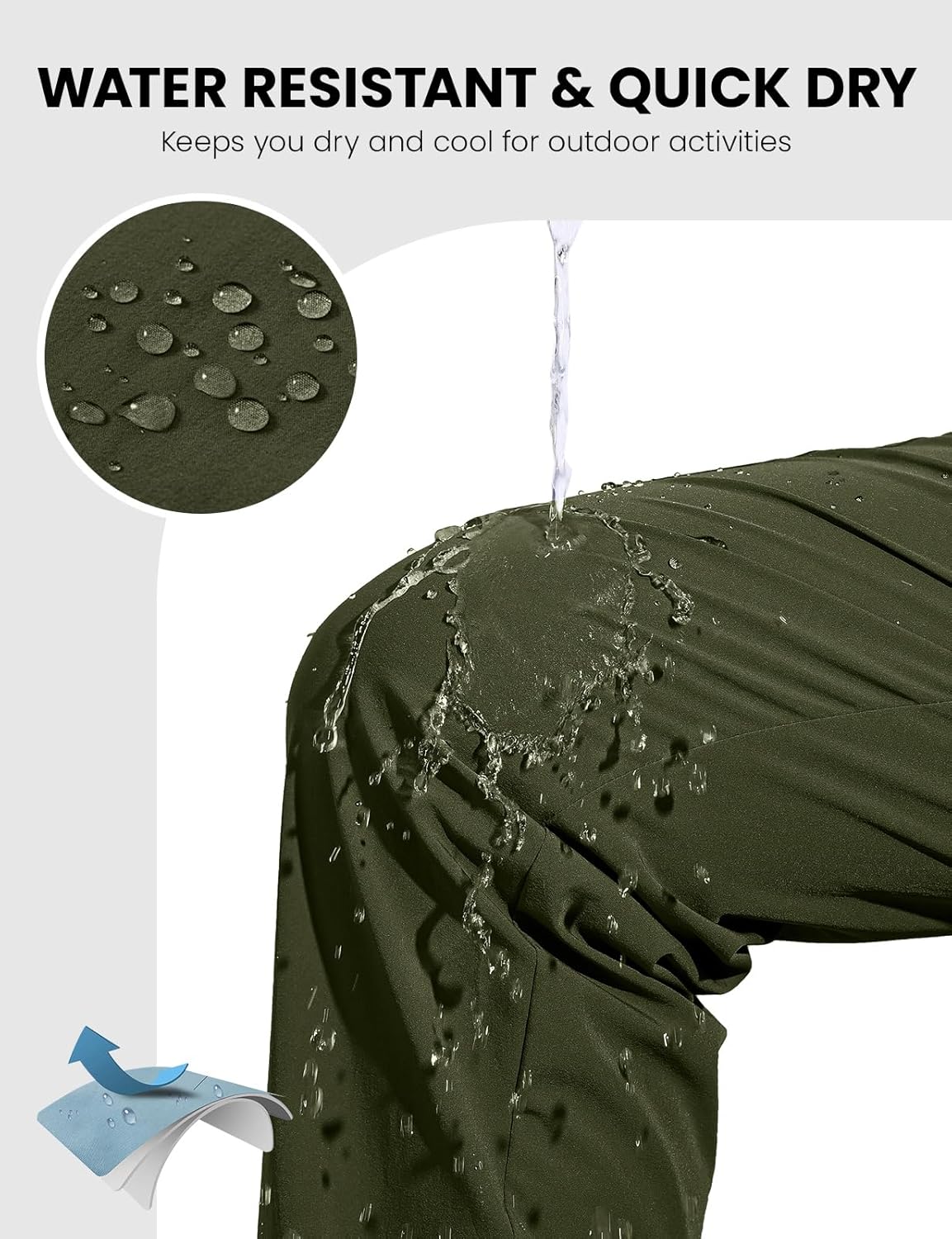 BGOWATU Men's Lightweight Hiking Travel Pants Quick Dry Water Resistant Athletic Joggers Zipper Pockets Cargo Workout Casual - Image 3