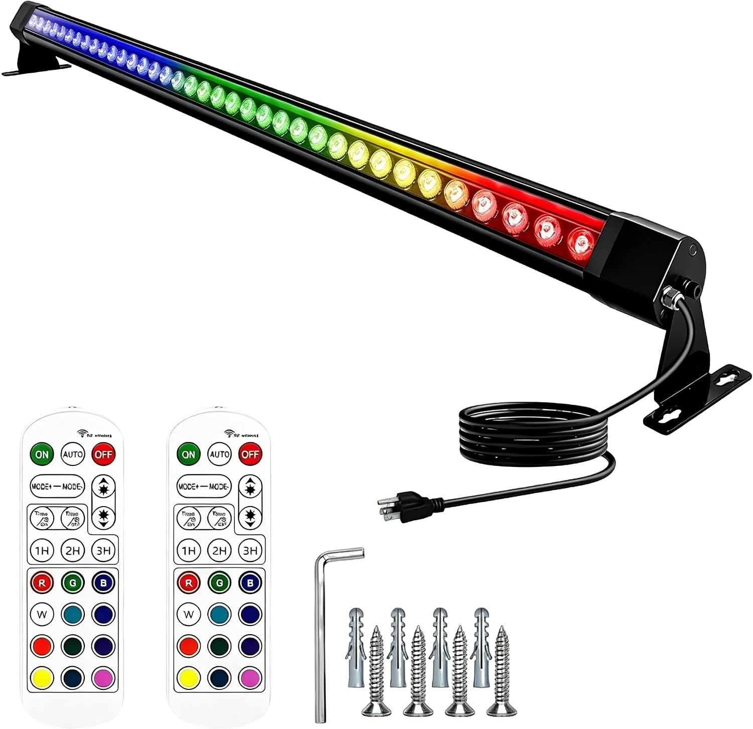 RGB Outdoor Wall Washer Lights, 72W Dimmable 48 Inch LED Wall Washer Light Bar with RF Remote, IP67 Waterproof Outdoor Lighting for Christmas Decorations, Yard & Building, 120V Plug and Play