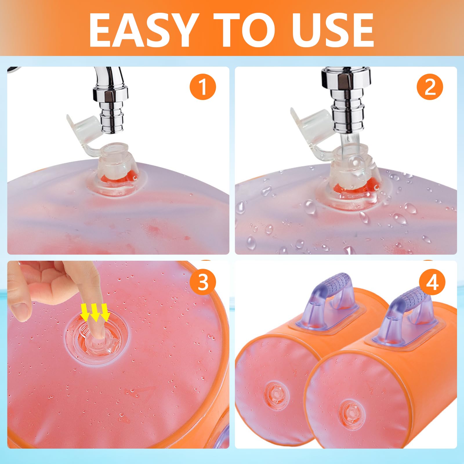 BRGD 2 Pezzi Manubri Acqua, Pesi Regolabili Riempibili D'acqua Fino a 2-10 kg/Paio Pesi da Viaggio per Allenamento di Forza, Fitness e Modellamento