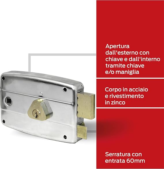 Cisa Lock 50571 to Apply for Gate, Right Entry 8-60 mm