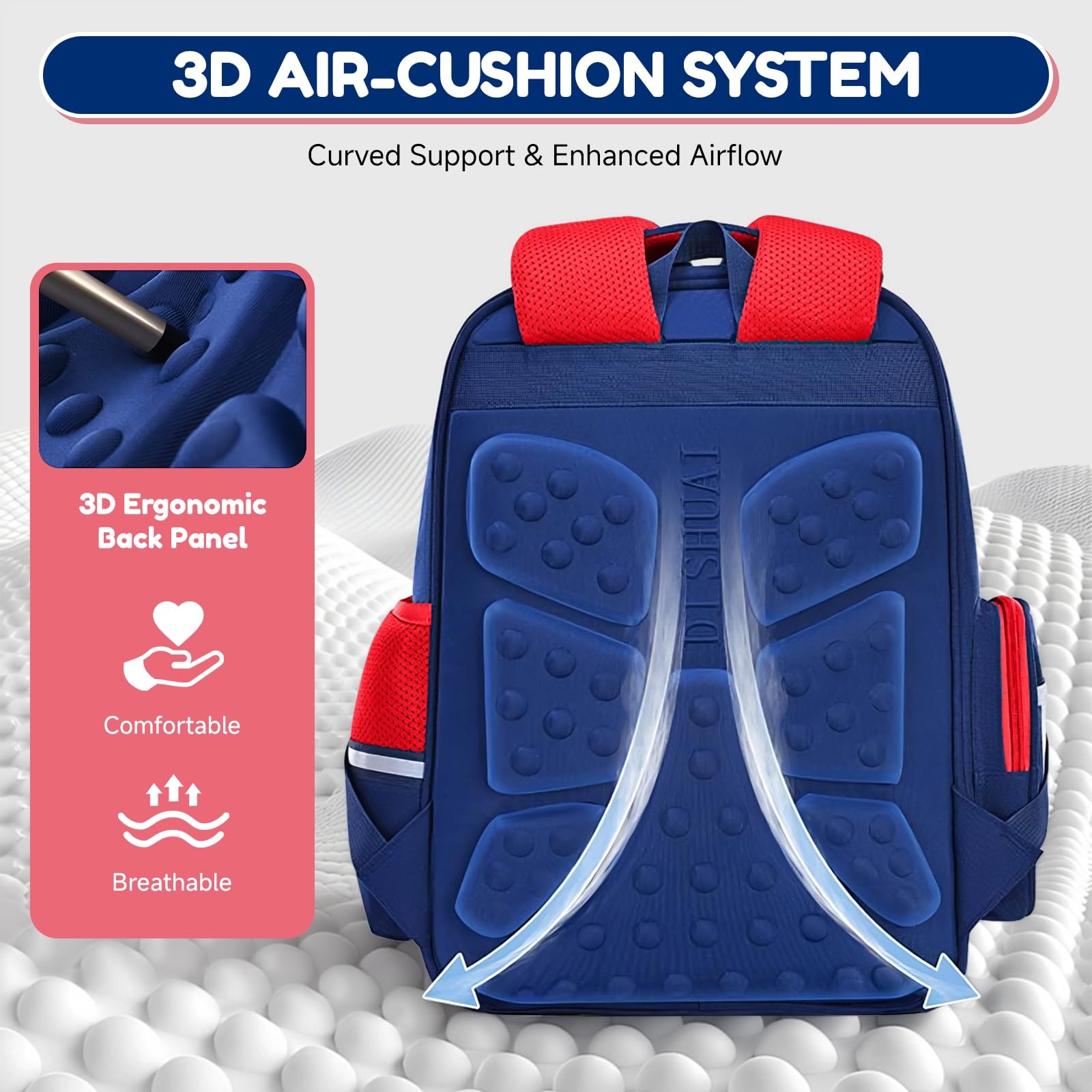 Amythe Zaino per Bambino Scuola Elementare - 25L Leggero con Schienale Ergonomico, Zaino Ragazzo 8-12 Anni Impermeabile con Elementi Rifrangenti, per Scuola, Gite e Weekend -Rosso