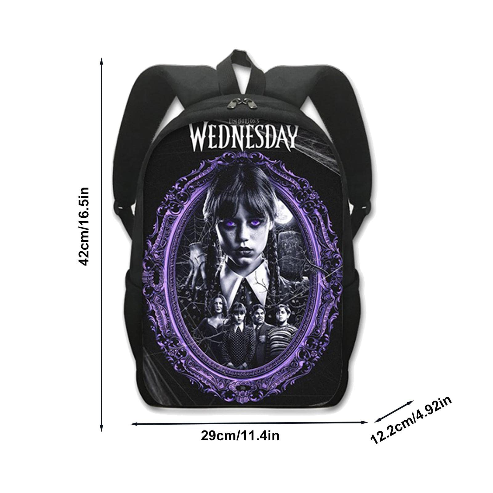 Zaino Espandibile Mercoledì School – Nero, 28L, 30x45 Cm, In Tessuto Ripstop Resistente All'acqua
