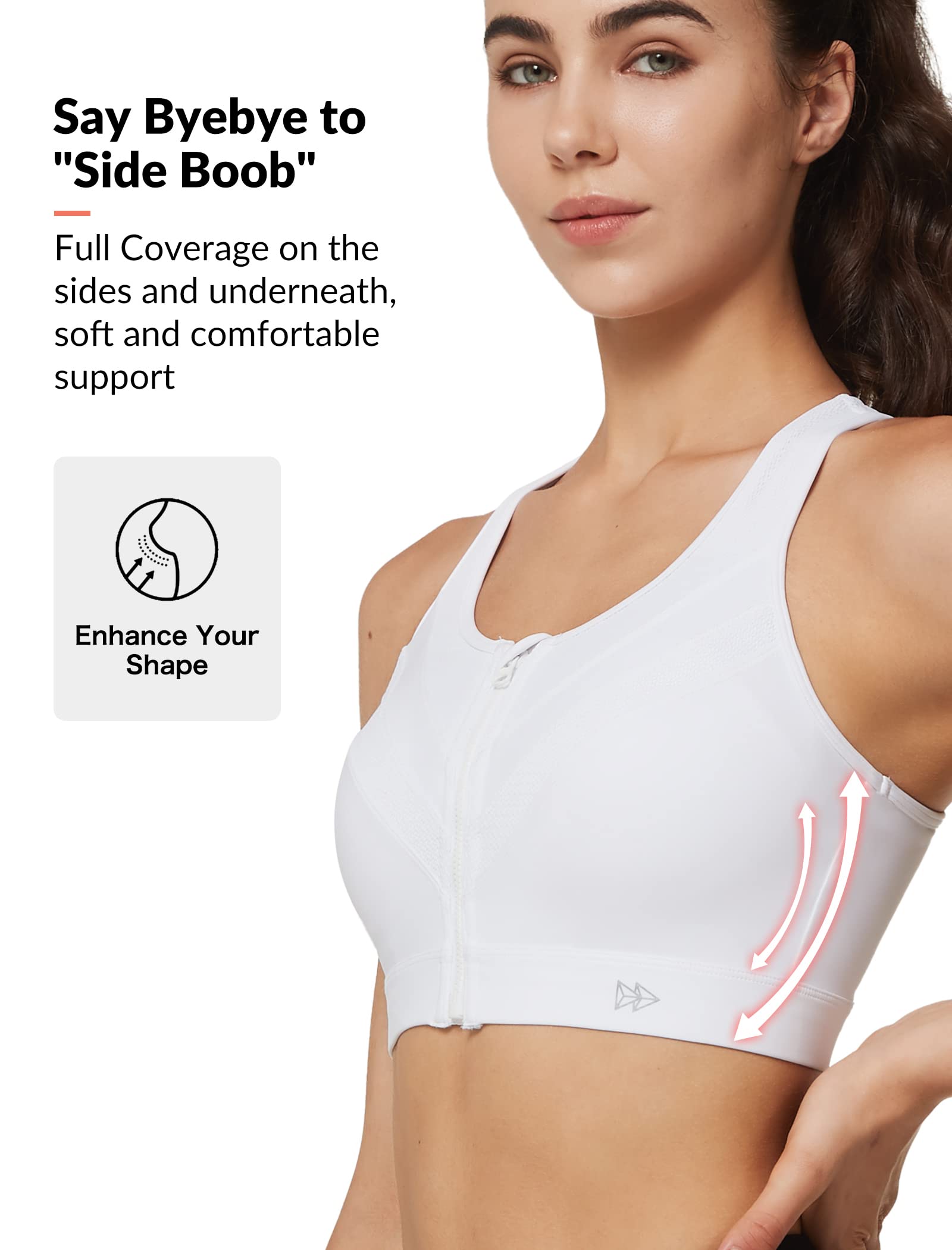 Yvette Soutien-gorge de sport à fermeture éclair sur le devant, soutien pour femme à grande poitrine, soutien confortable