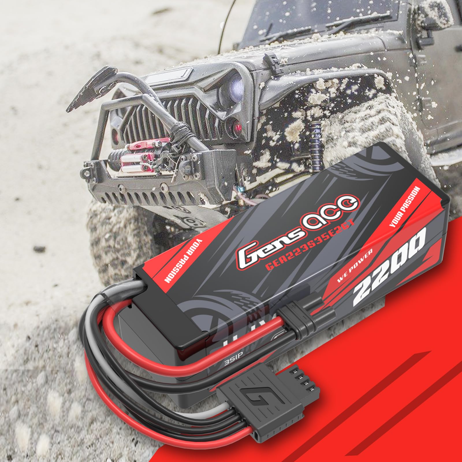 Gens ace 3S LiPo akumulator 11,1 V 2200 mAh 35C twarda obudowa IEC2 do RC 1/18 mini modeli
