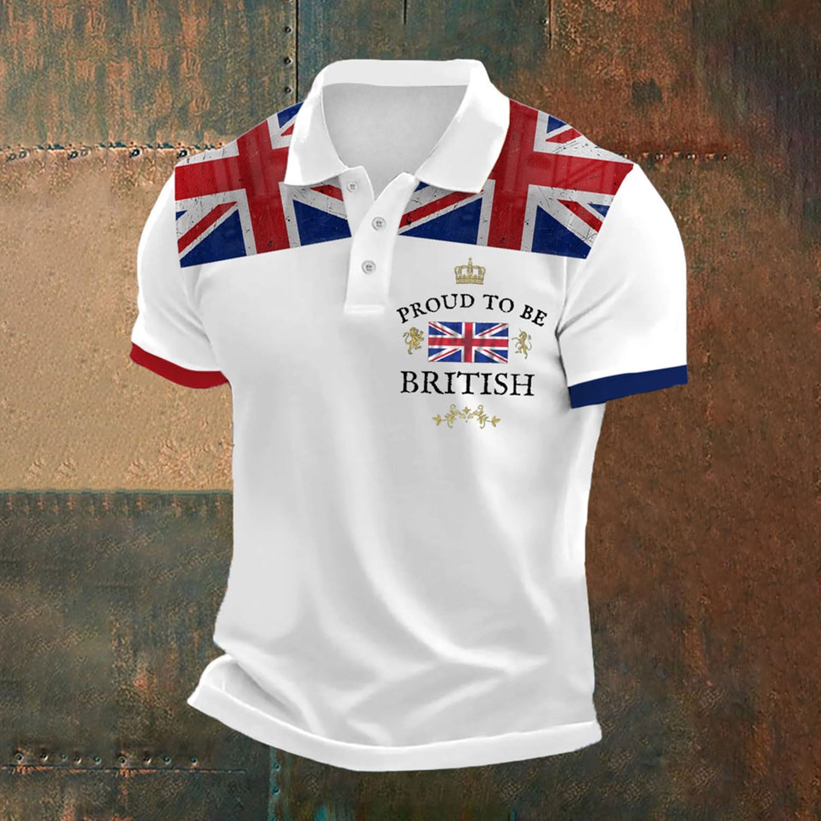 Polo de manga corta para hombre, diseño de bandera de Reino Unido, con botones frontales, banderines de Gran Bretaña, camiseta de golf de verano, talla grande, camiseta de vacaciones, transpirable