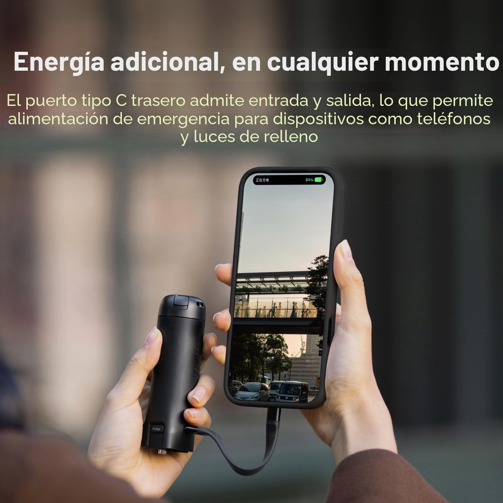 PGYTECH Empuñadura con Batería para dji Osmo Pocket 4/3, 4800mAh Power Bank con Mini Trípode Integrado, Accesorio de Carga Tipo C con Rosca 1/4"
