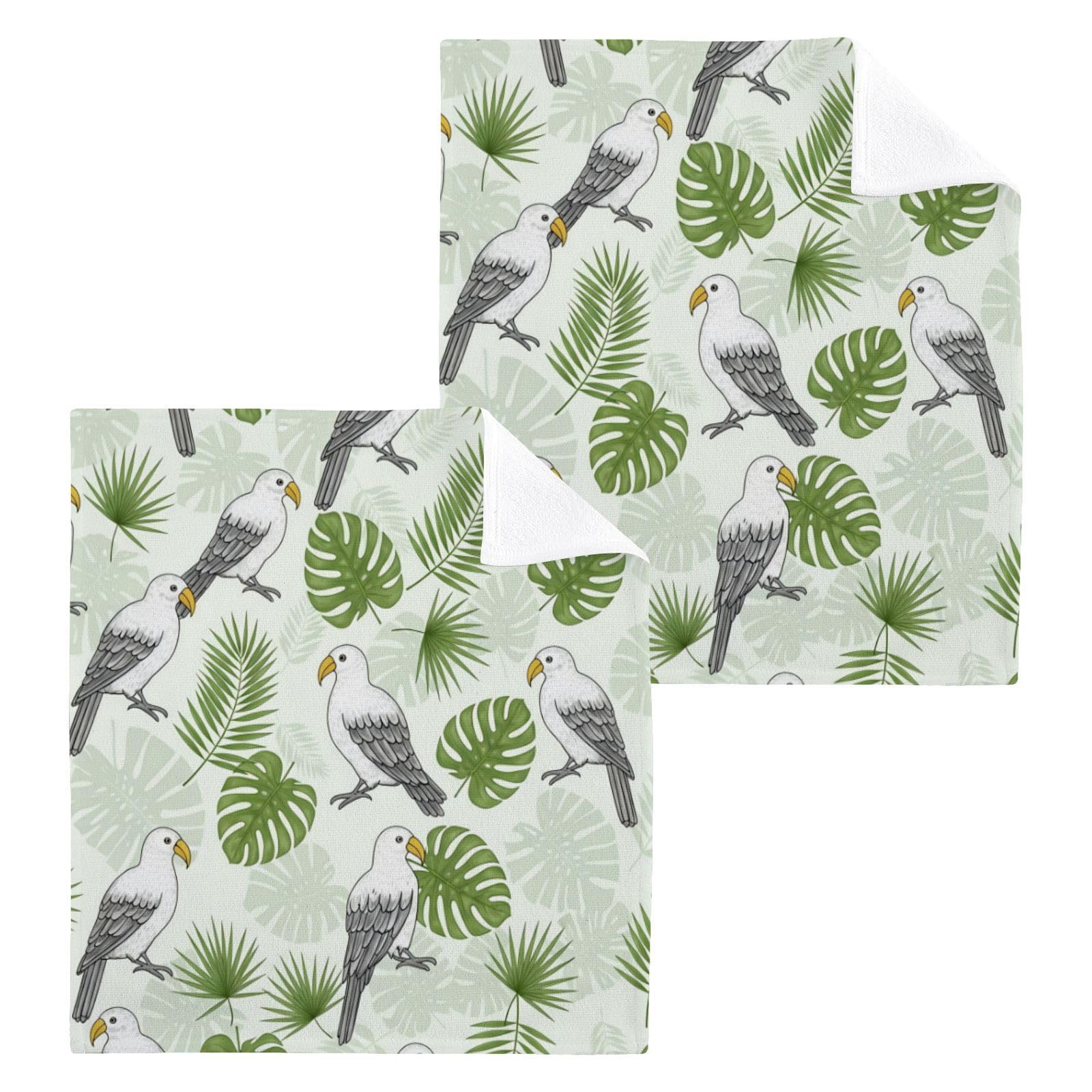 BOESI Tropical Parrot Pattern 12x12in Cotton Washcloth,Face Towel