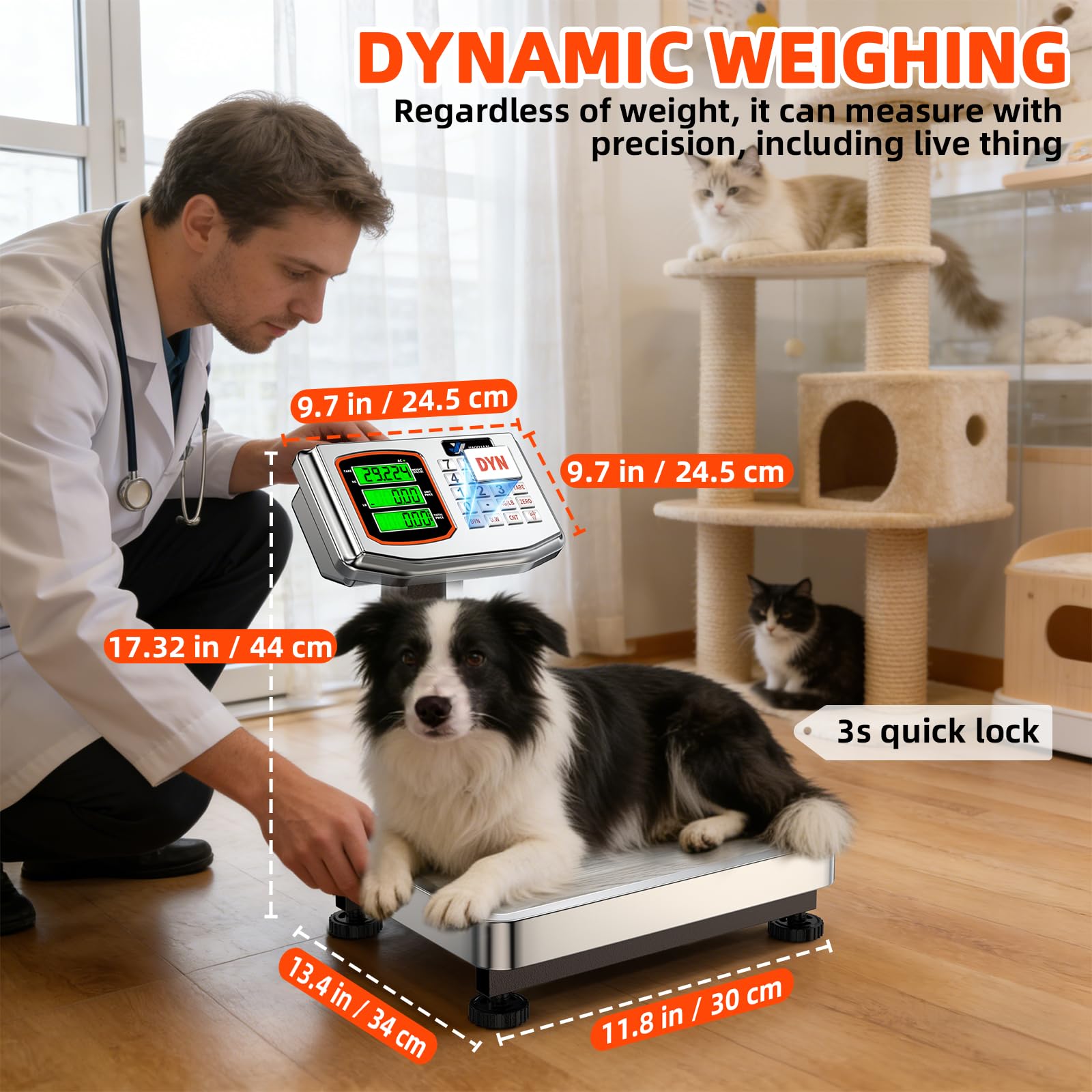 Báscula de plataforma digital de computación, carga de 132 libras, báscula de piso de computación de precisión de 0.01 libras con LB/kg, tara, calculadora de precios, conteo, pantalla de alta