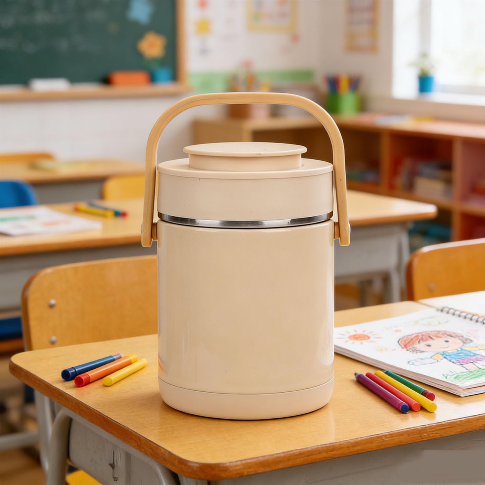 Scatola Pranzo Riscaldabile USB Portatile, 1.6L Pentola Interna in | Cottura a Vapore Senza Acqua, Coperchio Ermetico Antigoccia, Mantiene il Calore a 60°C, Compatto per il Tragitto quotidiano.