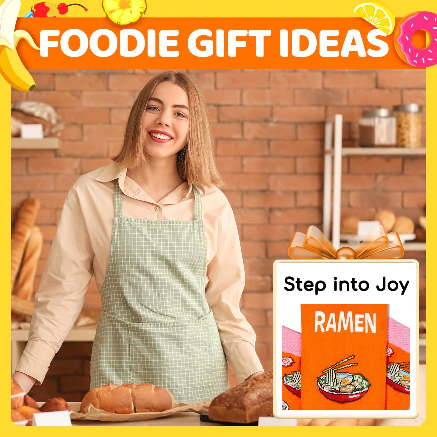 HAPPYPOP Food Socks for Women - Funny Popcorn Pizza Ramen Ice Cream Gifts for Teen Girls