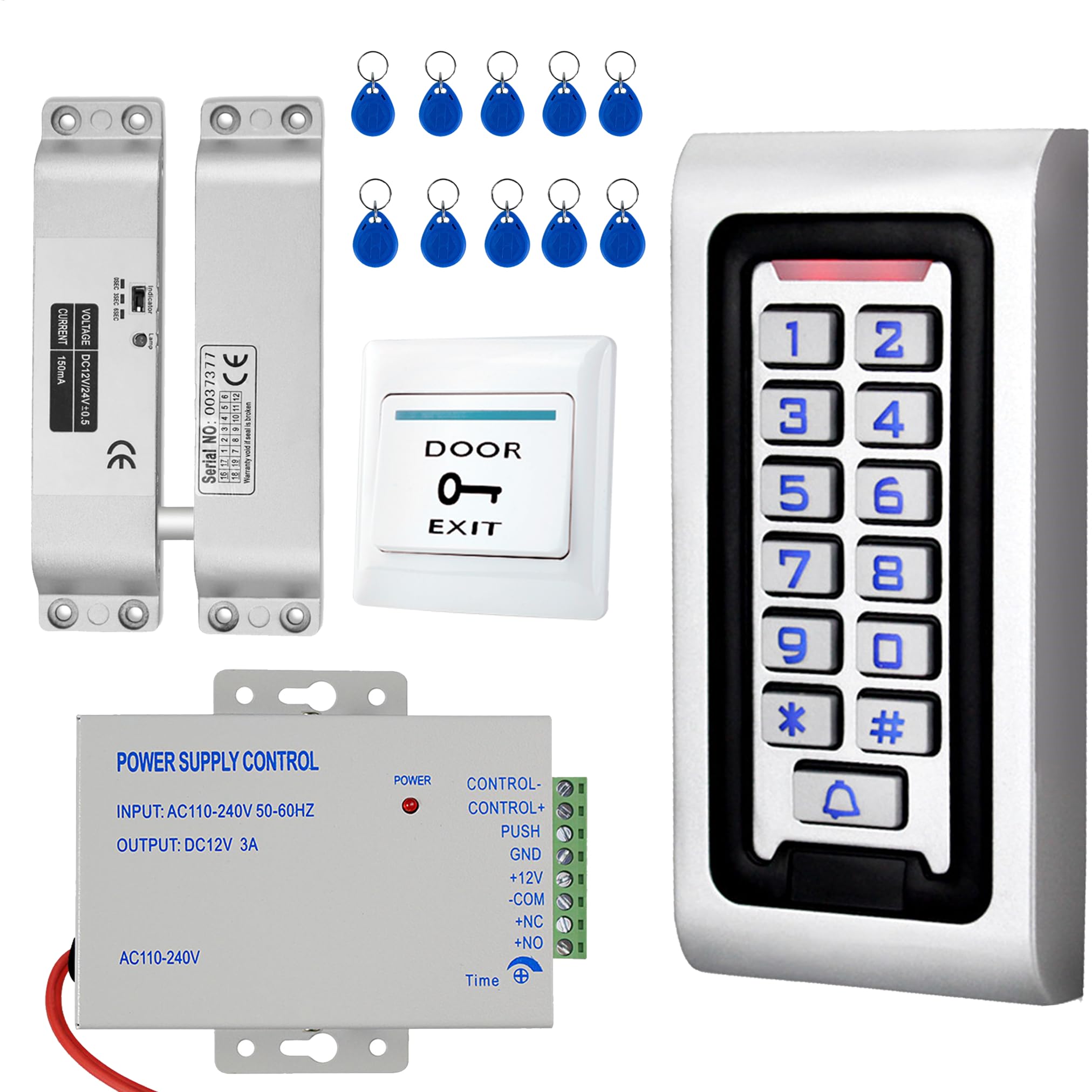 Access Control Kit, Electric Drop Bolt Lock, 2000 Users