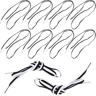 HANABASS 10 Piezas Cordones Planos para Zapatillas de Poliéster Resistentes y Duraderos Cordones de Repuesto para Calzado Deportivo y Casual Antideslizantes y Firmes Negro y Blanco