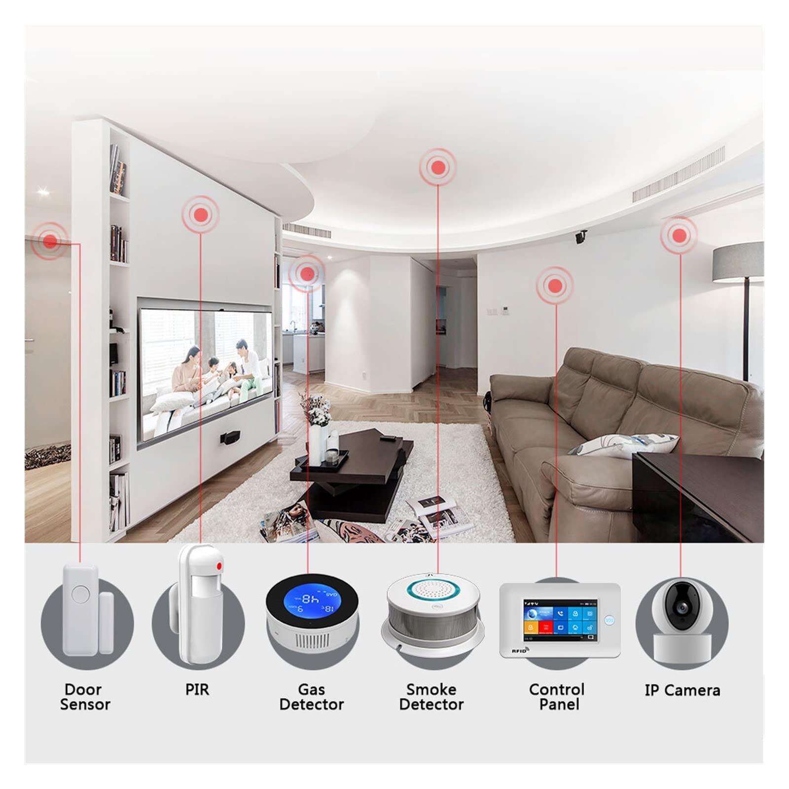 Vida elegante del de alarma la seguridad en el hogar ladrón inalámbrico TUYA con IP Carema compatible Para casa y garaje(D)
