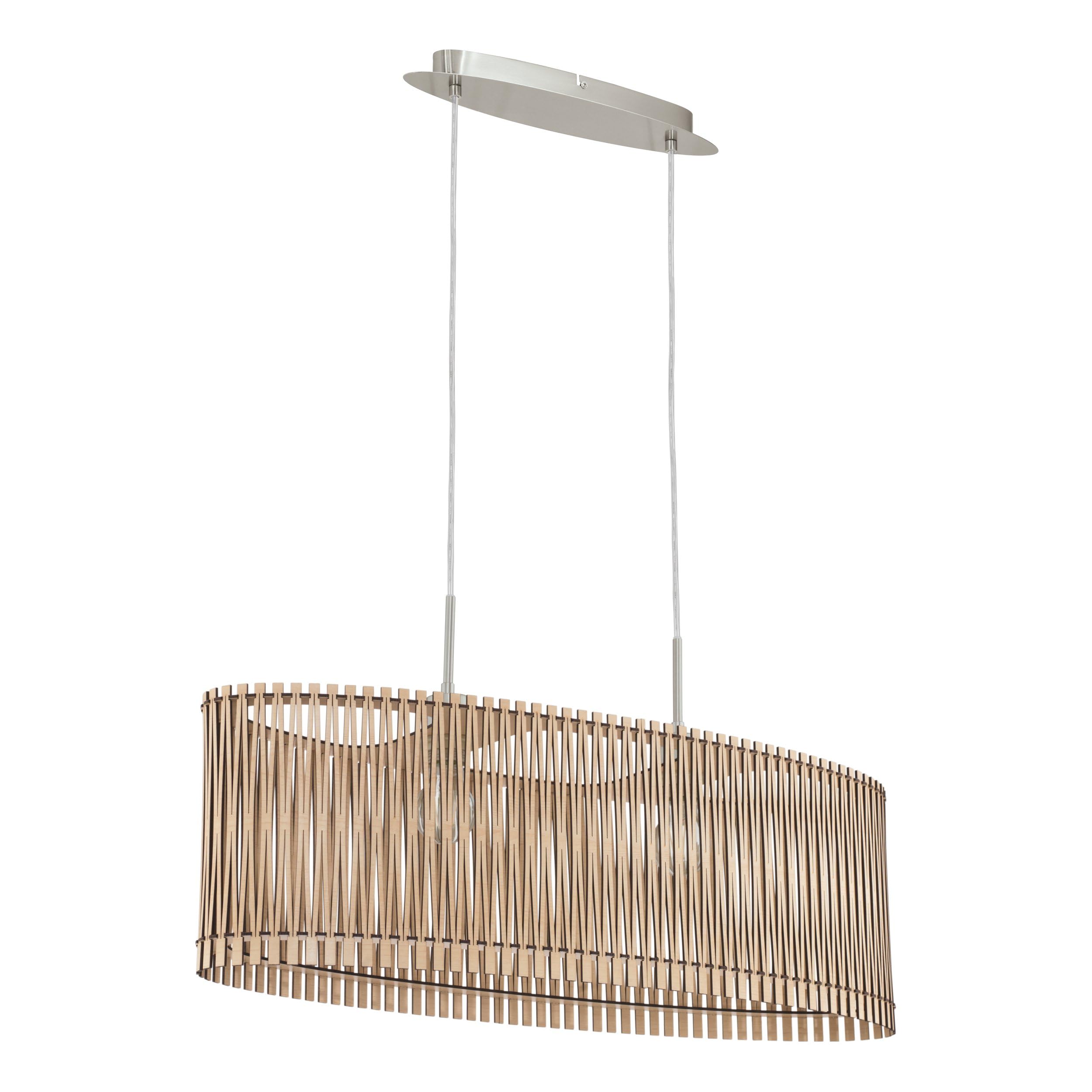 Eglo lampada a sospensione Sendero, lampada Boho, lampada a sospensione in | acciaio nichel opaco, legno acero, lampada da pranzo naturale, lampada da soggiorno sospesa con portalampada E27, 77,5 cm