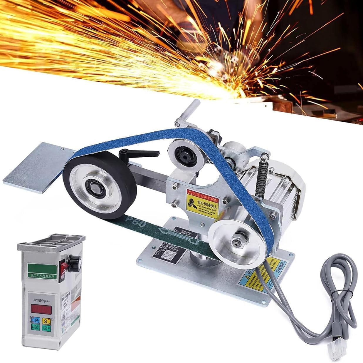 Multi-Function Desktop Belt Machine, 550W Belt Sander Bench Grinder 1" x 30" Belt Fixed Angle Sharpening Polishing Machine, Forward and Reverse Rotation