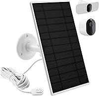 Vista 1 de Cargador de panel solar para cámara Arlo, potencia compatible con Pro 4, Arlo Pro 5S, Pro 3, Ultra 2 y cámaras Ultra, cable de 10 pies/3m, 6V4.5W