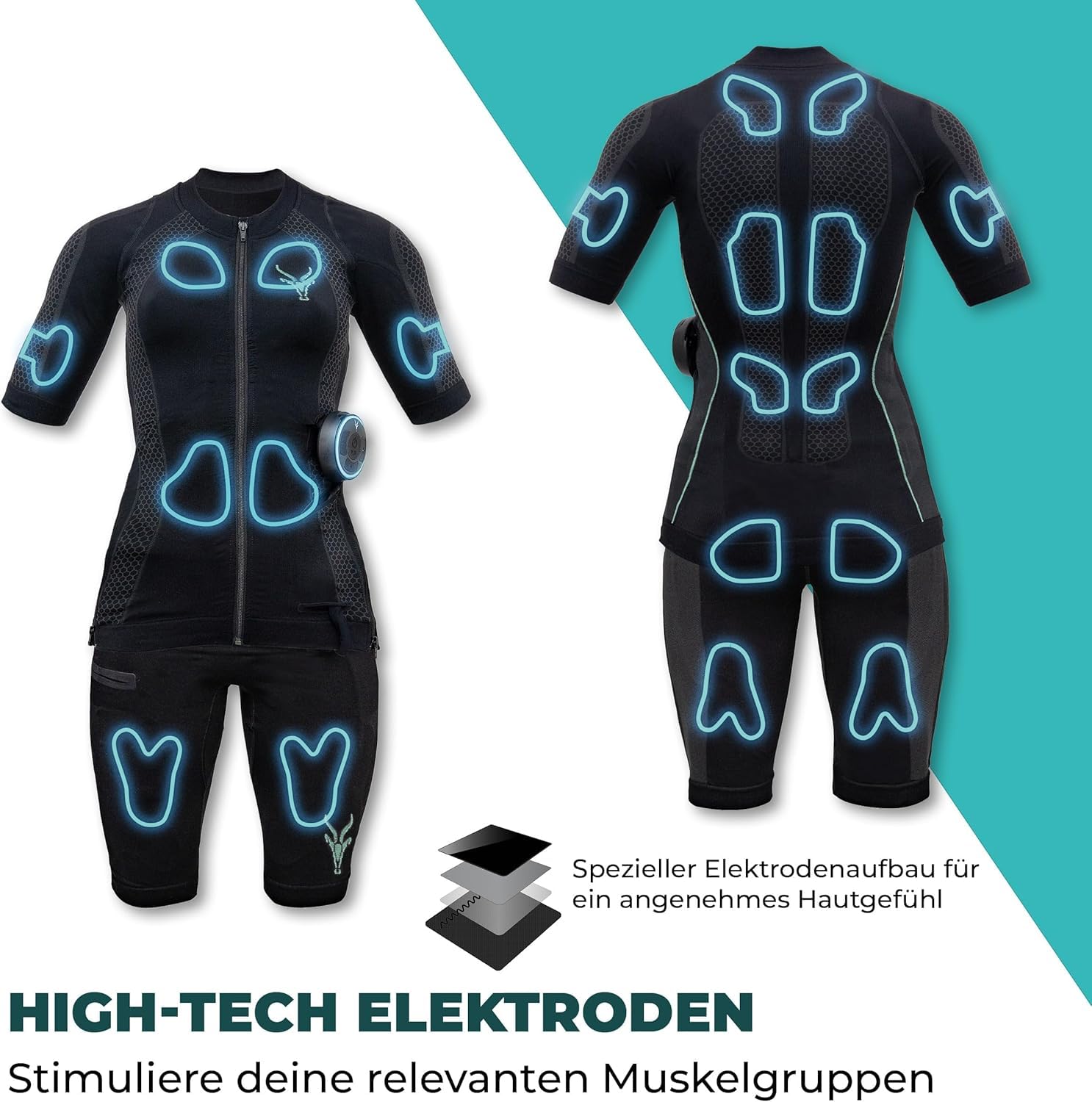 Antelope Evolution Frauen EMS Anzug Größe XS-XXL, Komplettsystem für effektives Ganzkörpertraining, Fitnessgerät für Zuhaus oder Studio, unterstützt beim Abnehmen und Muskelaufbau