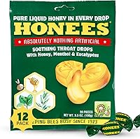 Vista 19 de Honees Gotas rellenas para la tos de mentol, miel, mentol y eucalipto, alivio natural del dolor de garganta, nada artificial, pastillas