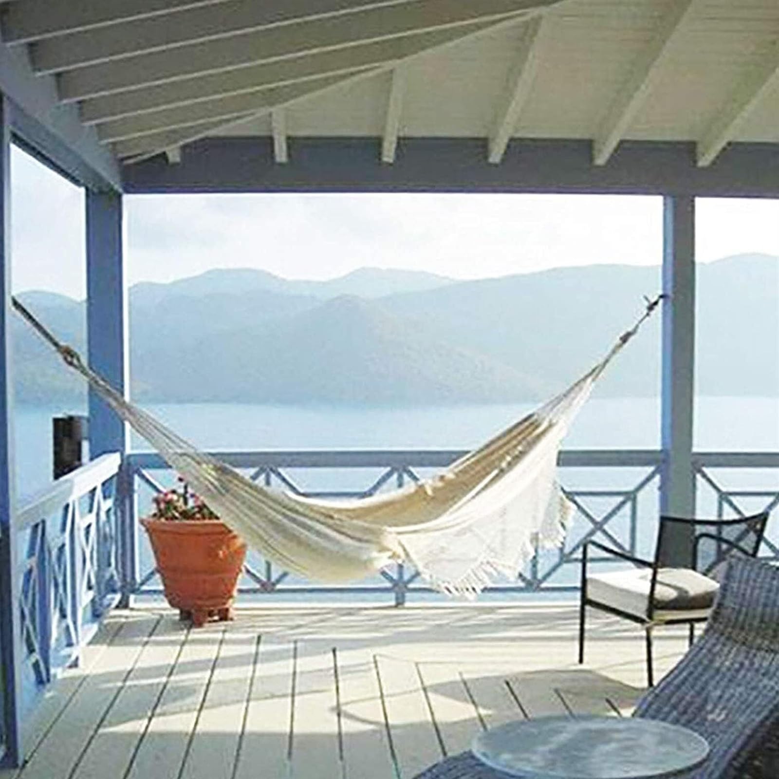 Hamak Ultralekki, Hammock Hamak Boho Macrame 240x160 Cm Z Eleganckimi Frędzlami Na Patio, Podwórko, Dekoracje Ślubne Plaży W Pomieszczeniach na Kemping, na Zewnątrz