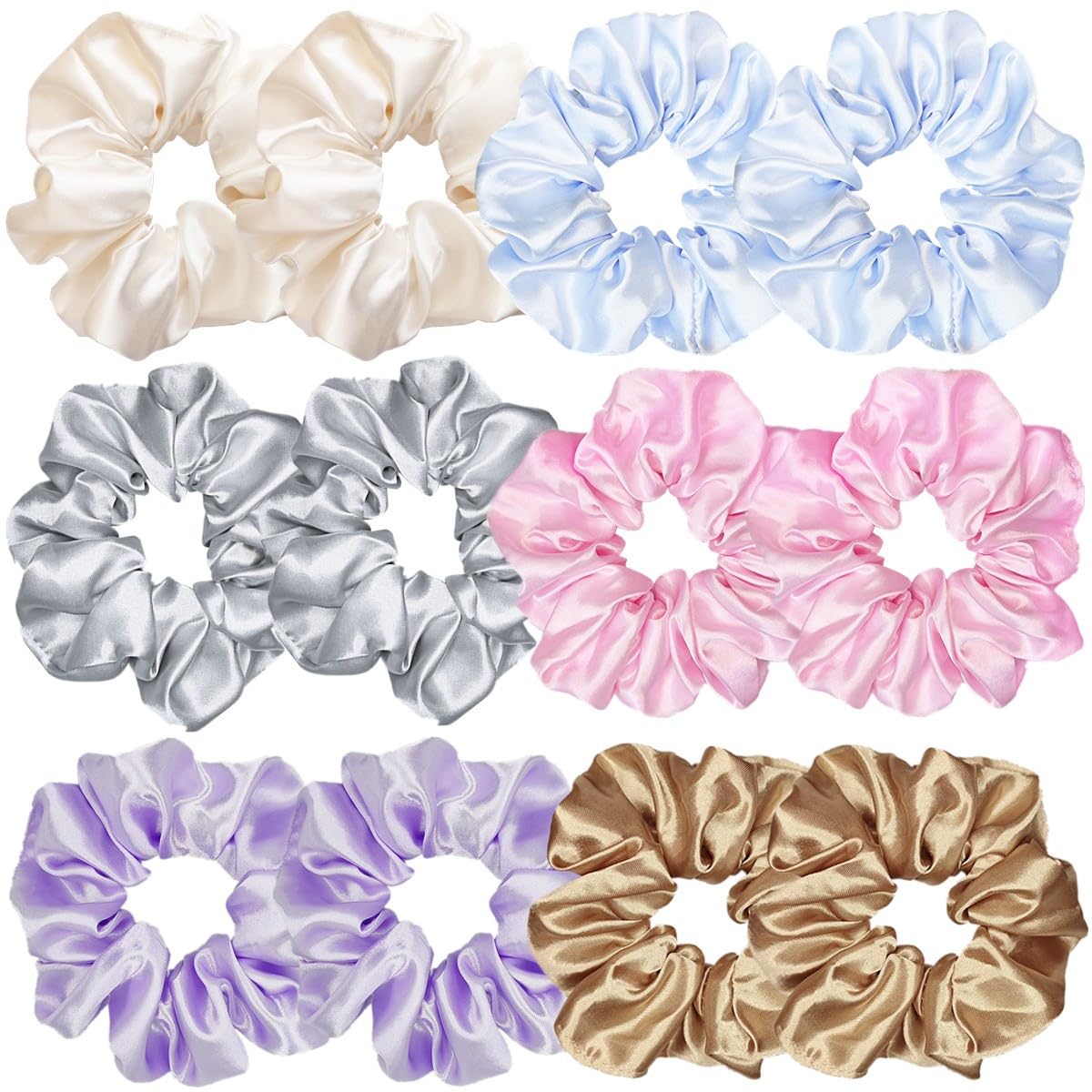12 Pcs Satin Silk Hair Scrunchies Soft Hair Ties Fashion Hair Bands Hair Bow Ropes Hair Elastic Bracelet Ponytail Holders Hair Accessories for Women
