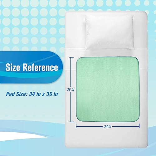 Miniatura 5 de Eurow Esteem - Almohadilla de cama reutilizable para incontinencia, 4 capas, impermeable, absorbente, antideslizante, almohadilla lavable para