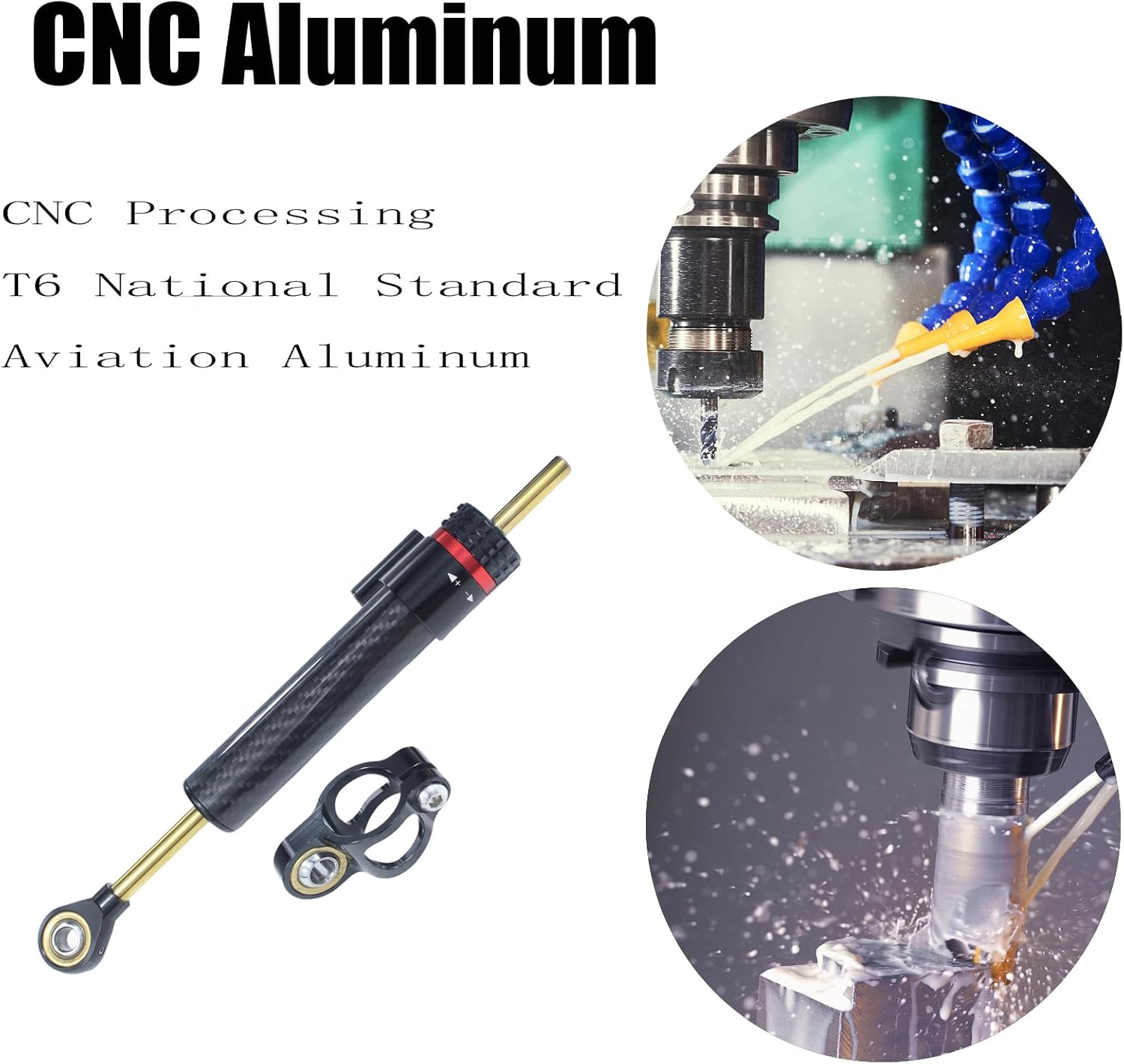 Motorcycle Universal CNC Aluminum 10" Carbon Fiber Steering Damper Adjustable Damper Universal Steering Stabilizer For Sport Bike Street Bike Safety Control