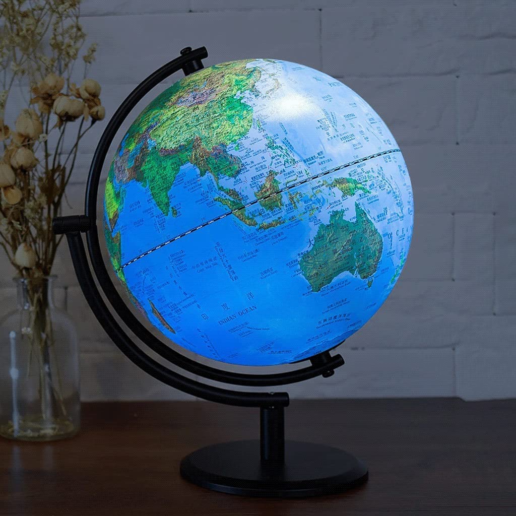 Globus, 8-calowa podświetlana dioda LED z żelazną ramą Lampka nocna w(20cm B)