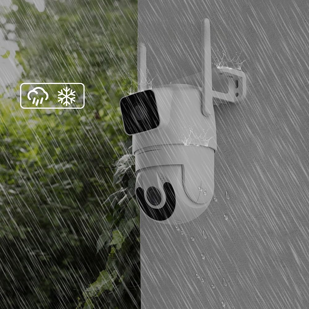 7links 2K-Überwachungskamera: 2er Dual-Objektiv-IP-Außen-Kamera, 2X 2K, 3MP, Pan-Tilt, 360°, WLAN (Dual-Objektiv-Überwachungskamera, Panorama-außen-Überwachungskamera, SD Karte)
