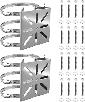 Universal Vertical Mast Mount 2 Sets Surveillance Camera Bracket 6 Loops Stainless Steel Corner Mount Pole Mount Pole Mount Camera for Surveillance Camera and CCTV Cameras