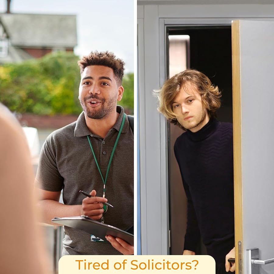Woodamore Funny No Soliciting Sign For House Door - Small No Soliciting Sign For Front Door Hanging, Do Not Knock Or Ring Doorbell Signs For Home, Wooden No Solicitors Signs For Office Business - image 3