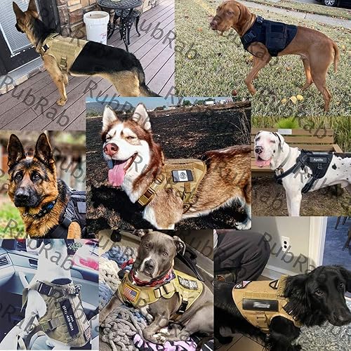 Miniatura 7 de RubRab Chaleco táctico para perro con asa, chaleco Molle de entrenamiento militar con hebillas de metal y paneles de bucle, arnés de servicio para