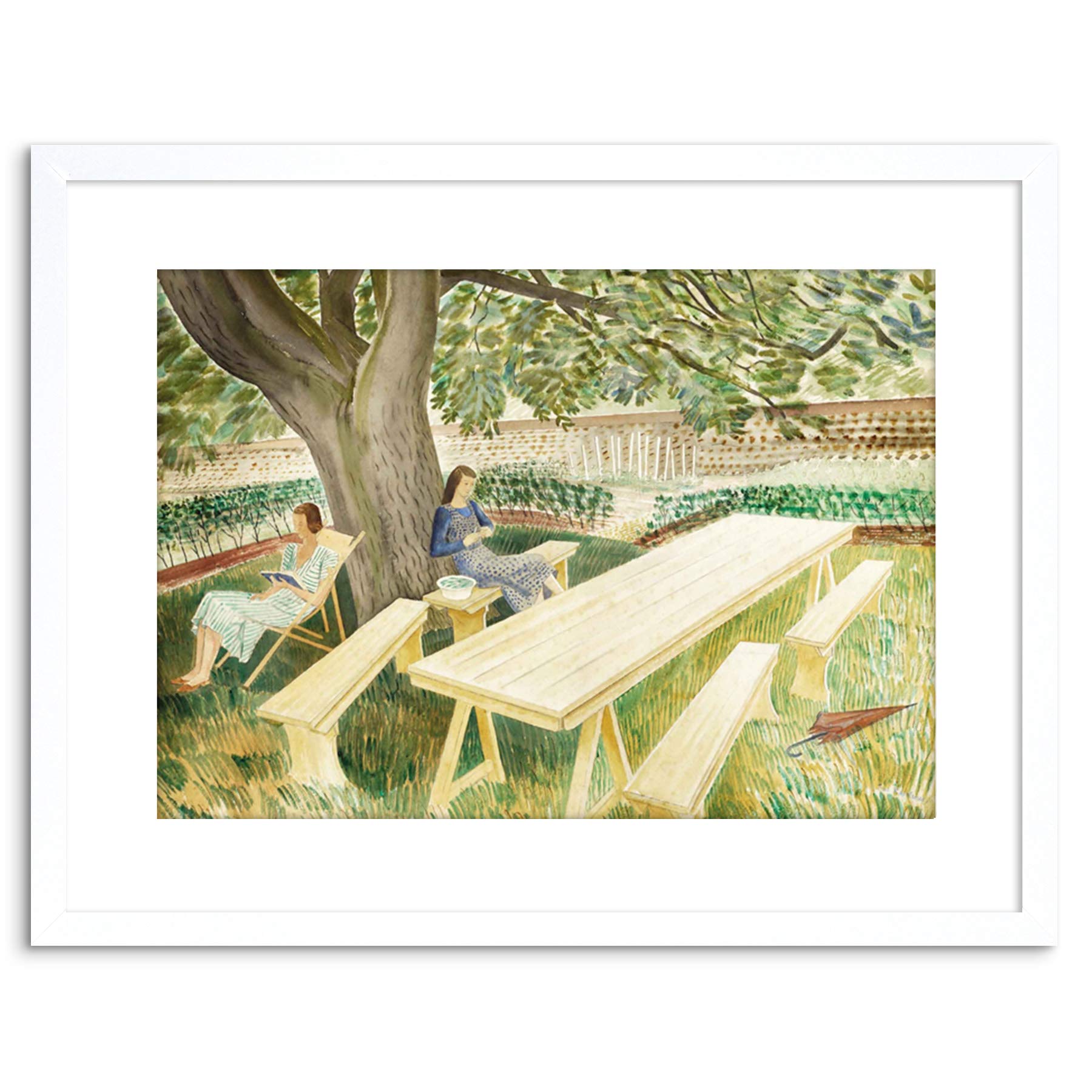 Wee Blue Coo Eric Ravilious Two Women In A Garden Framed Wall Art Print