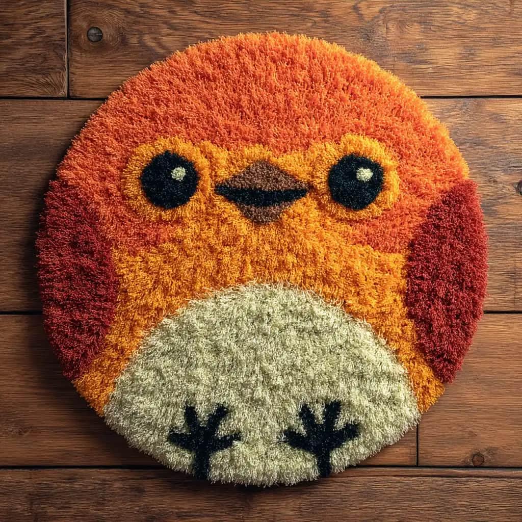 Round Latch Hook Rug Kits Robin For Adults And Starter 50*50Cm