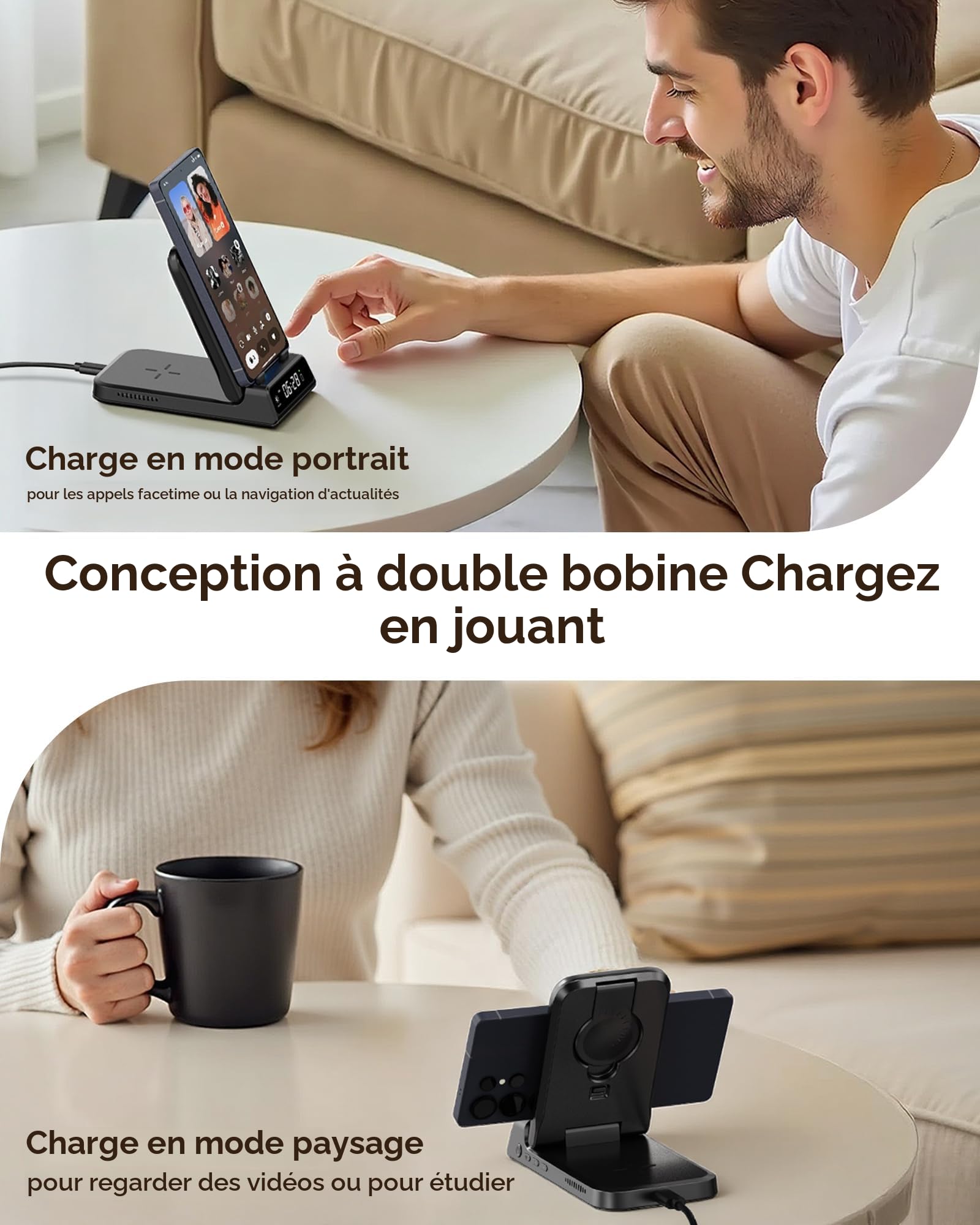 Chargeur Induction pour Samsung S26 Ultra, Station de Charge pour Samsung S26/S25/S24, 3 en 1 Chargeur sans Fil pour Galaxy Watch 8/8 Classic/Ultra/7/6, Galaxy Buds 4 Pro, SwanScout 703S (No Adapter)