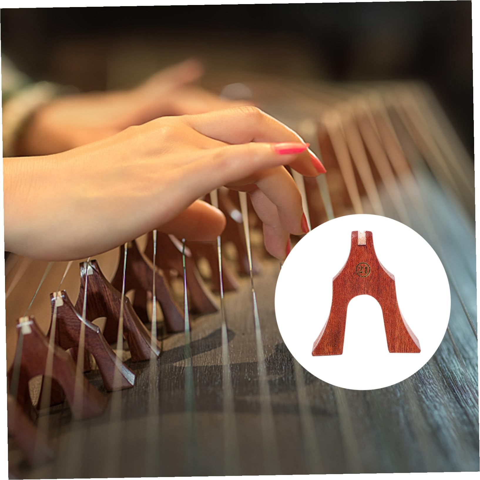 Abaodam 21 Stück Robuste Guzheng Brücke aus Braunem Holz mit Exquisiter Handwerkskunst und Praktischem Montagezubehör für Guzheng Spieler und Aufführungen