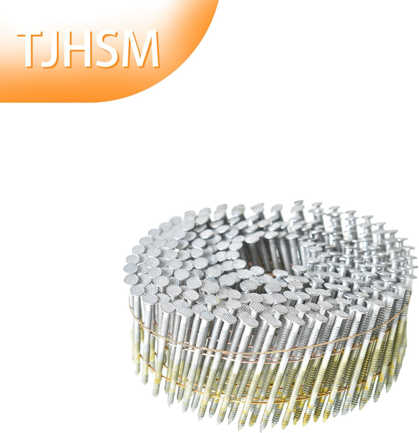 1-3/4 Inch X 0.092 Inch Siding Nails 15 Degree 3600 Count Full Round-Head Ring Shank Hot-Dipped Galvanized Wire Coil Siding Nails for Fixed Work