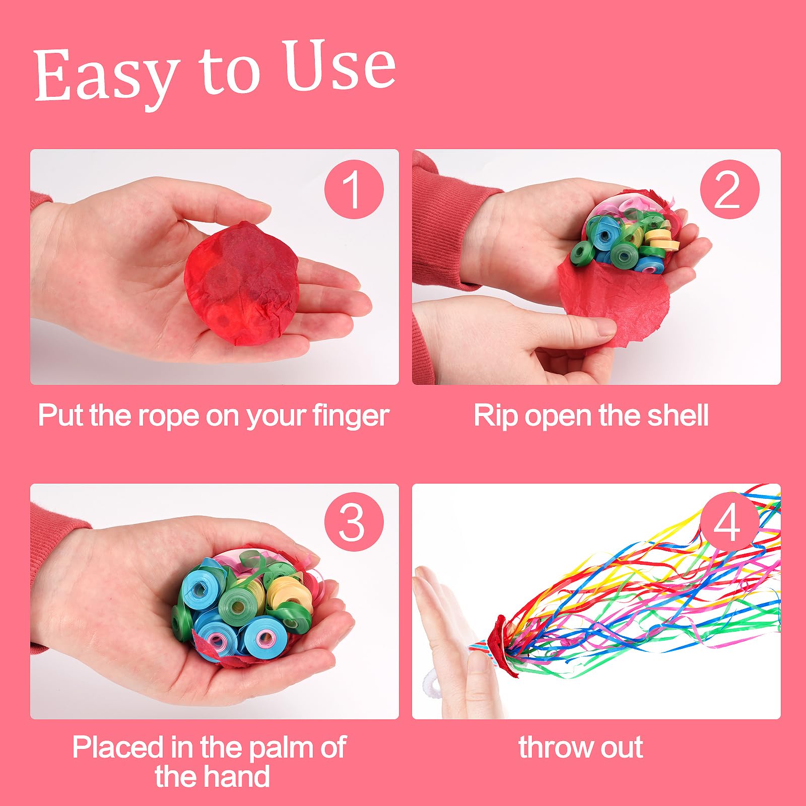 Back Popper 10Pcs Colorful Throw Streamers Hand Throw Confetti Poppers ...