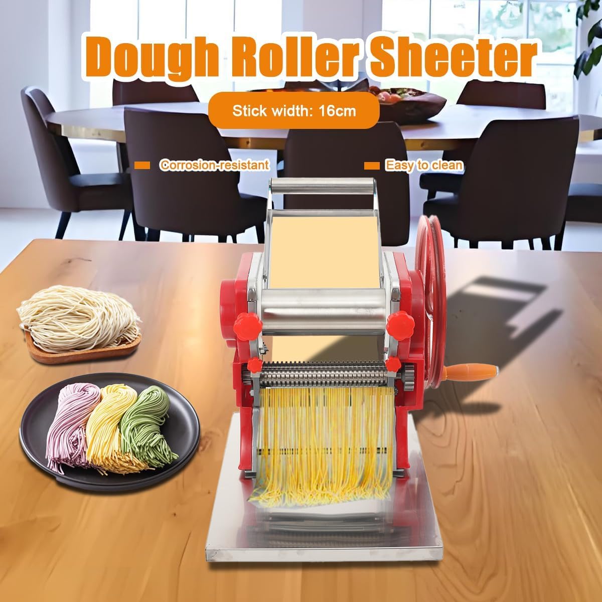 TYH Sfoglieria Manuale, Macchina per Pasta da 16 Cm, Spessore 3 Mm, Macchina per Pasta con Spessore Regolabile, per Uso Commerciale E Domestico, per Spaghetti, Fettuccine, Lasagne O Ravioli