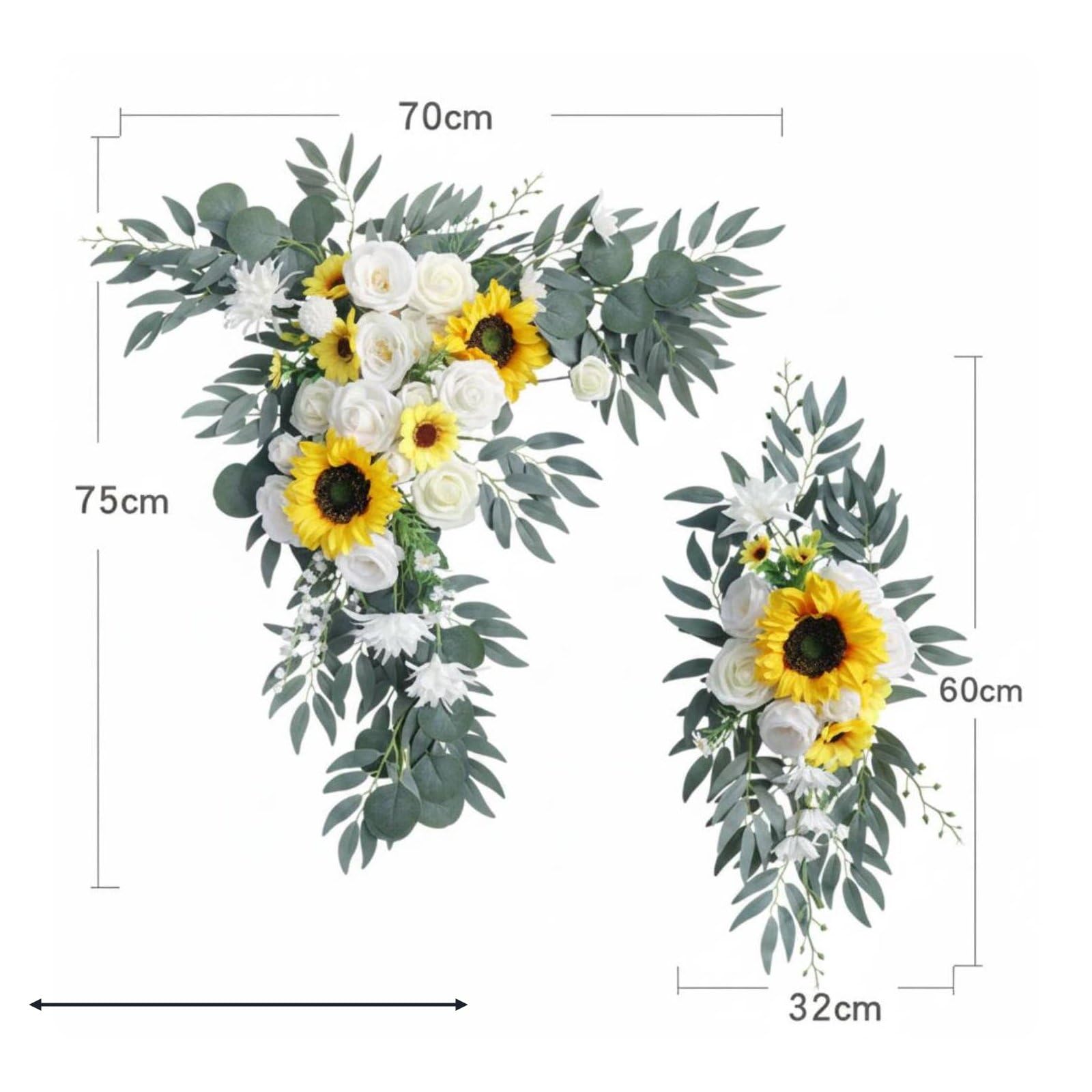 Arch Wreath Composizione da 2 Pezzi con Fiori di Seta E Foglie Finte per Nozze All'aperto Sfondo Decorativo per Banchetto Ornamento per Segno di Benvenuto