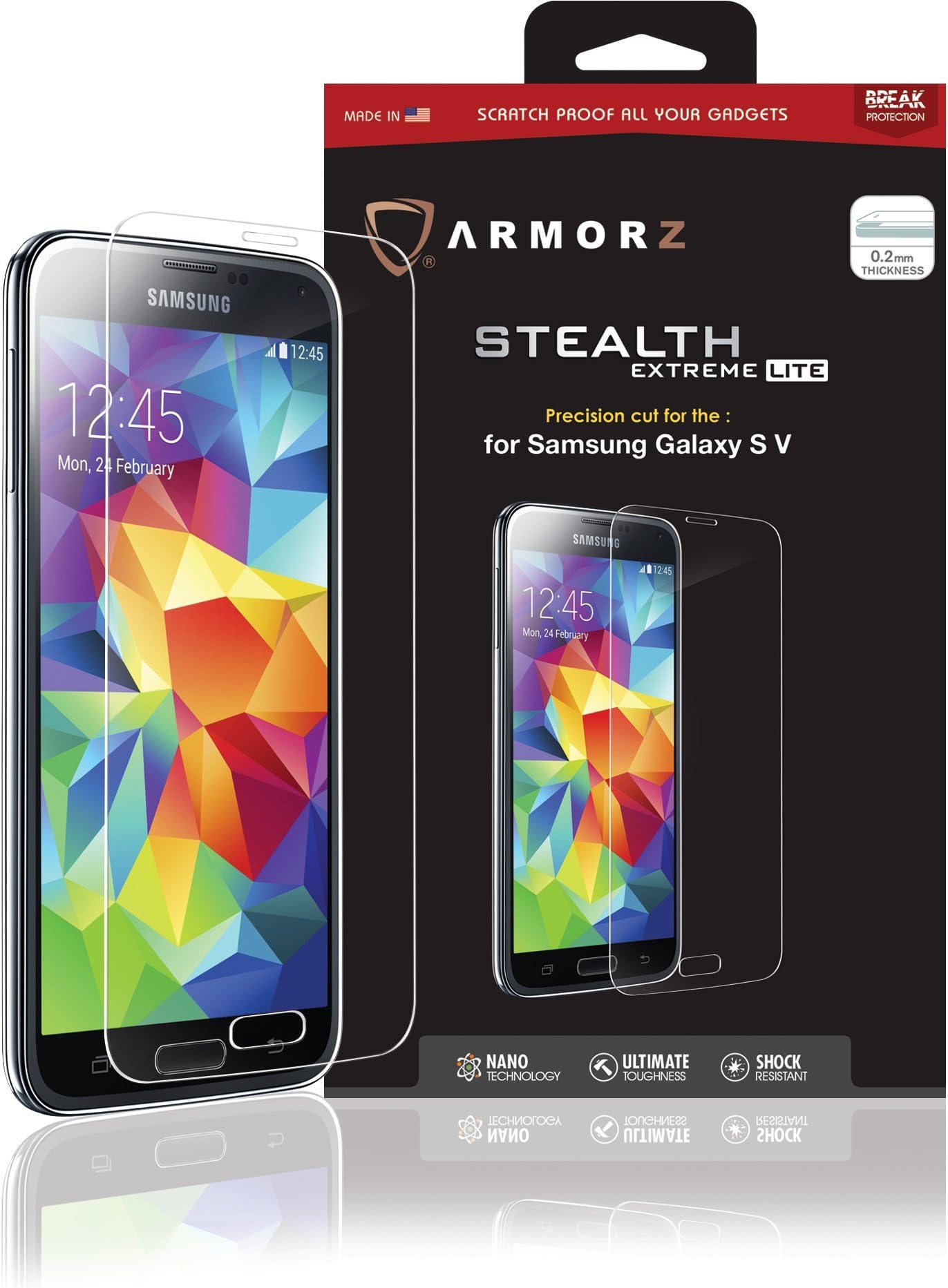 Armorz Stealth Extreme Lite Tempered Glass Screen Protector for Samsung Galaxy S5