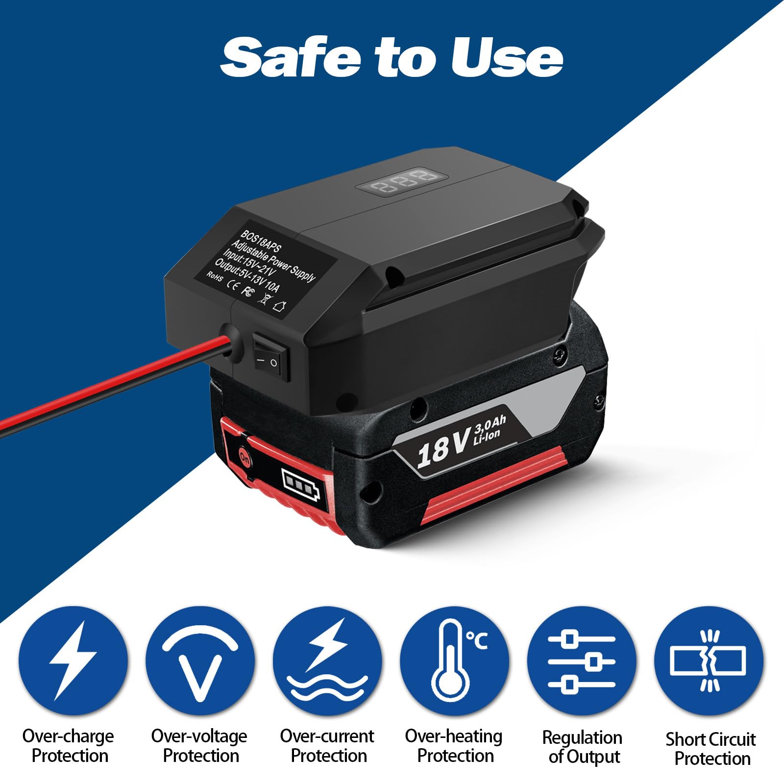 Convertitore step down da 18 V a 12 V per batteria Bosch GBA 18 V, adattatore di alimentazione della batteria DC, adattatore per accendisigari, perfetto per l'aggiornamento di utensili elettrici,